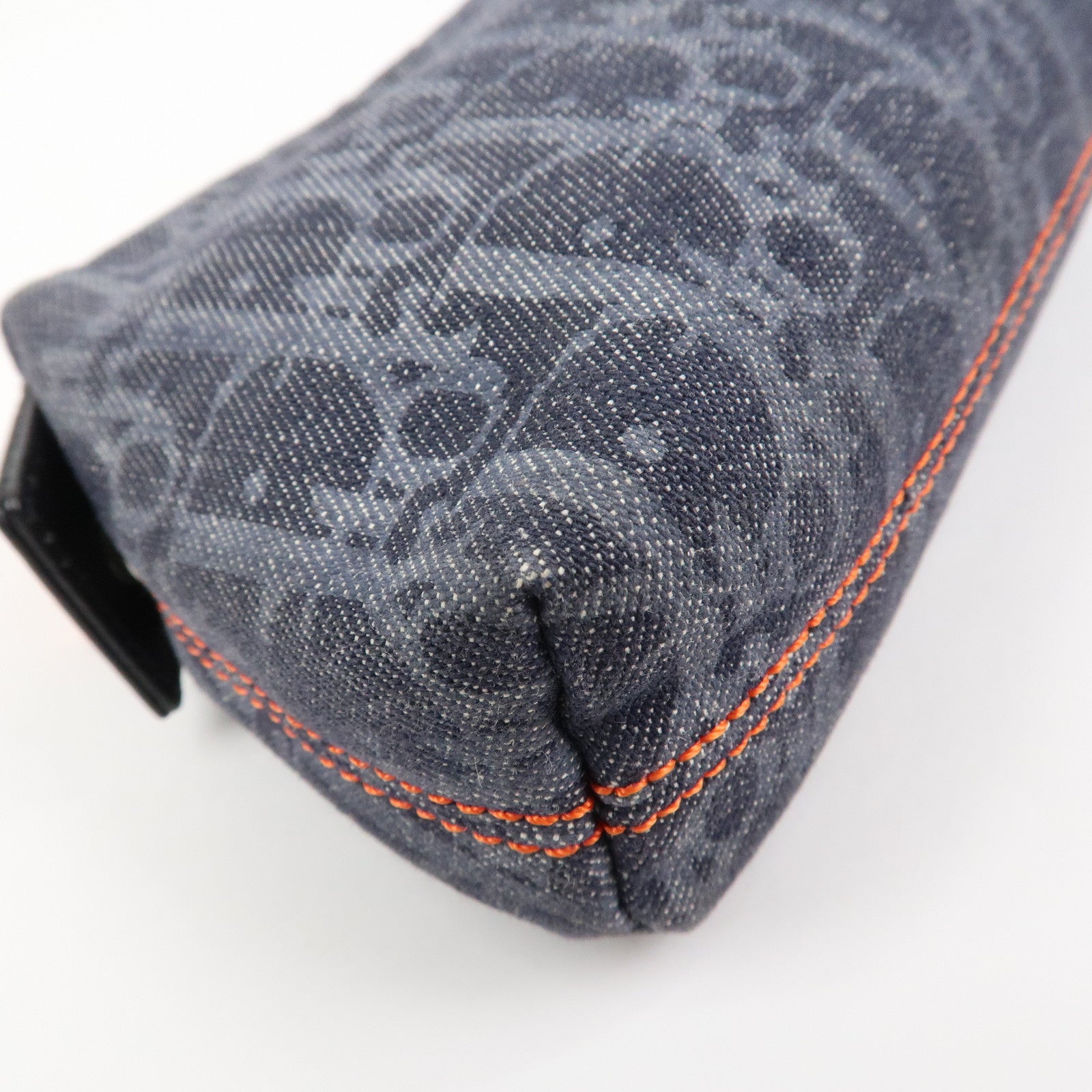 Christian Dior Denim Cosmetic Pouch Indigo Blue Orange
