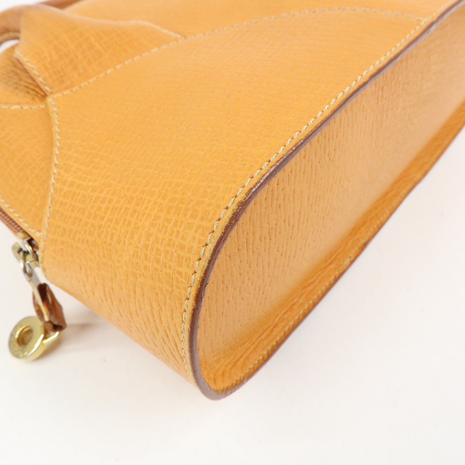 LOEWE Logo Embossed Leather Hand Bag Shoulder Bag Camel