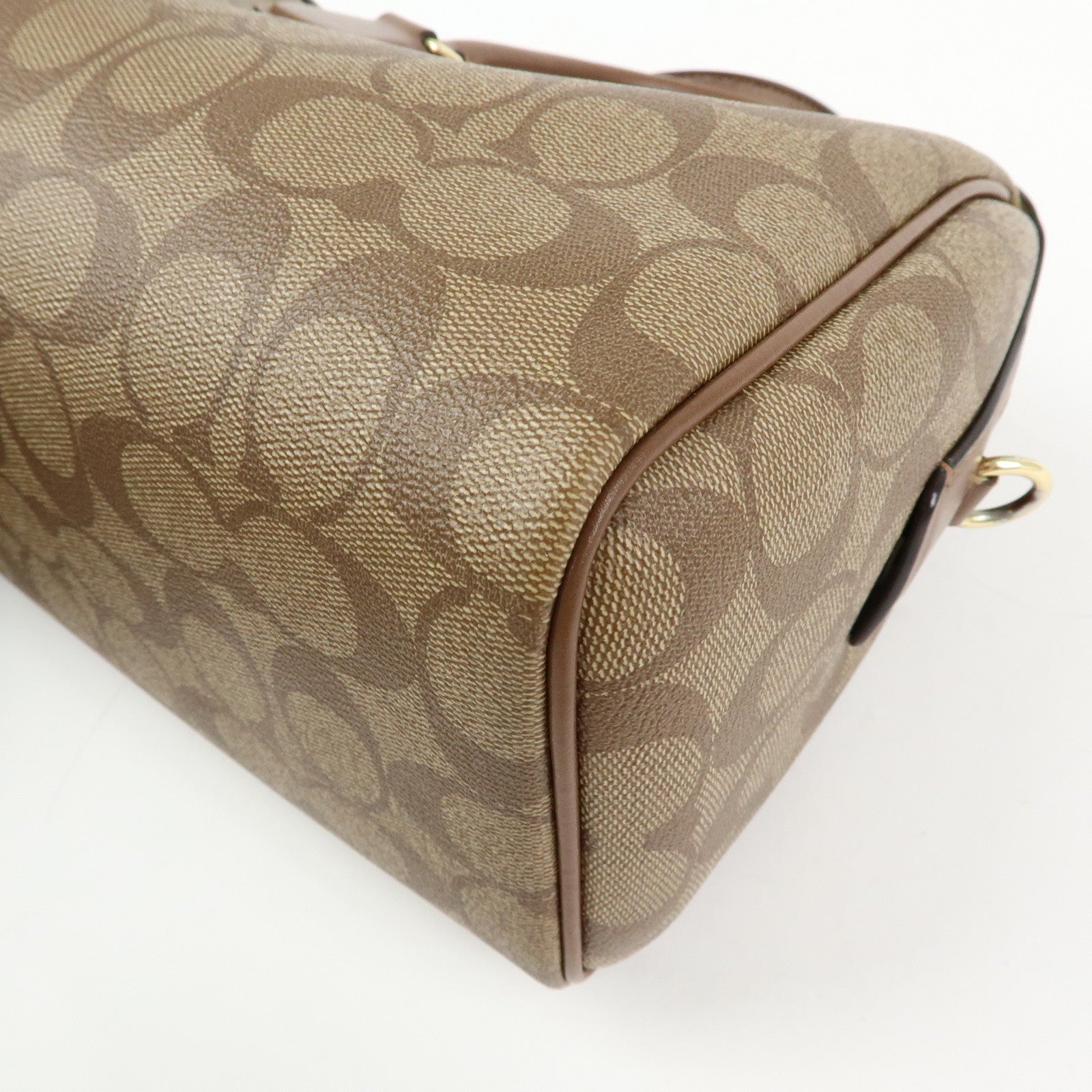 COACH Signature PVC Leather 2Way Shoulder Bag Hand Bag Brown