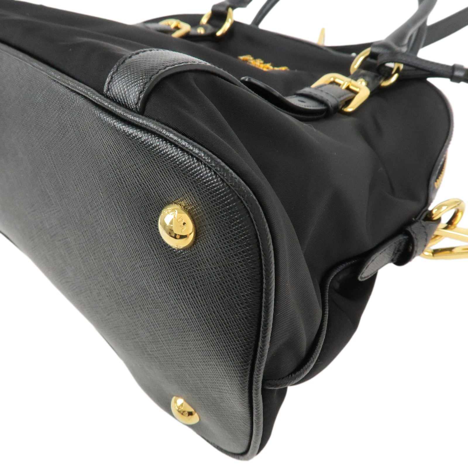 PRADA Tessuto Nylon Saffiano Leather 2Way Hand Shoulder Bag 1BB013