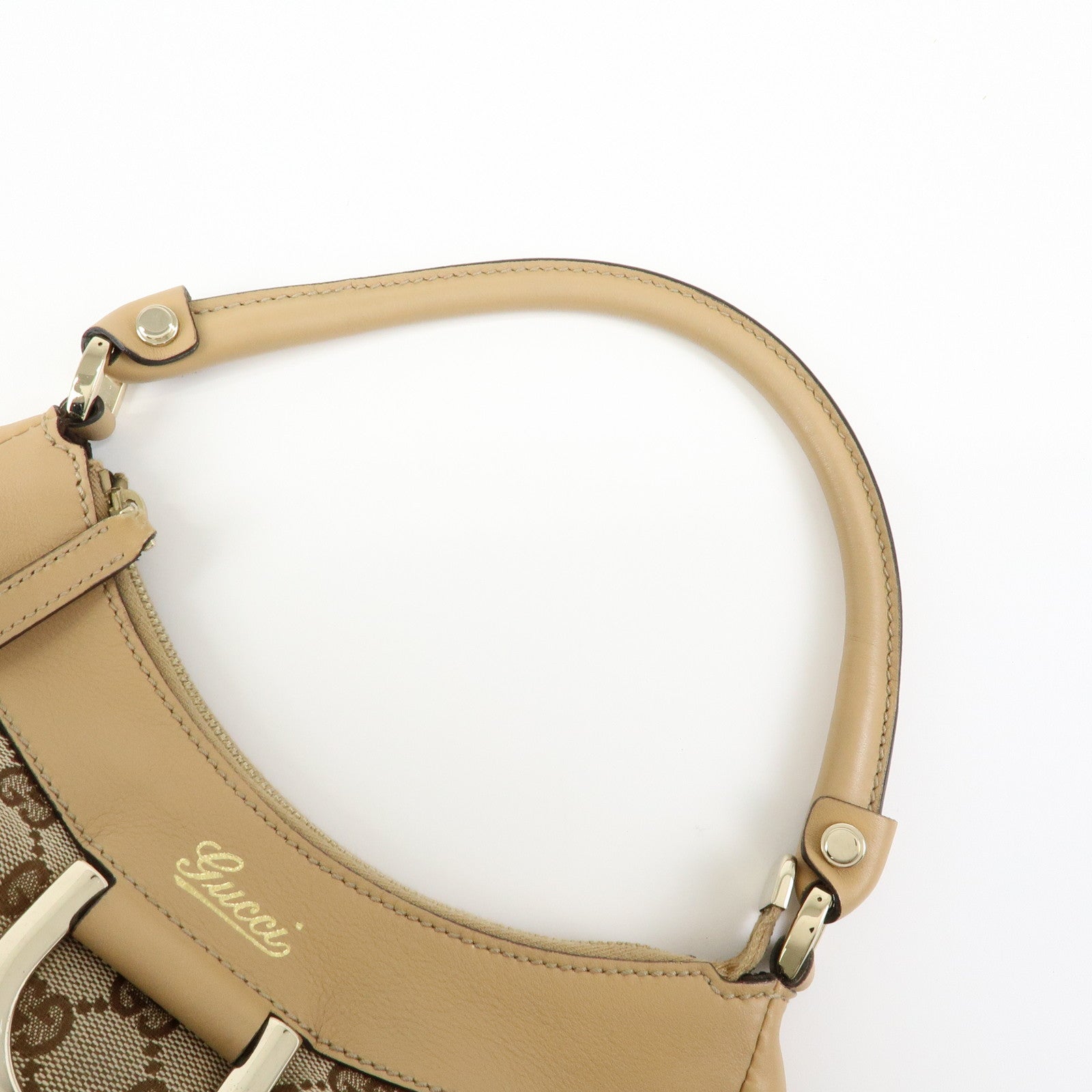 GUCCI Abbey GG Canvas Leather Shoulder Bag Hand Bag Beige 190525