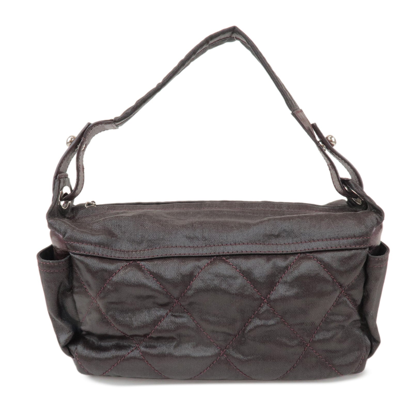 CHANEL Biarritz PVC Coated Canvas Calf Leather Shoulder Bag A34205