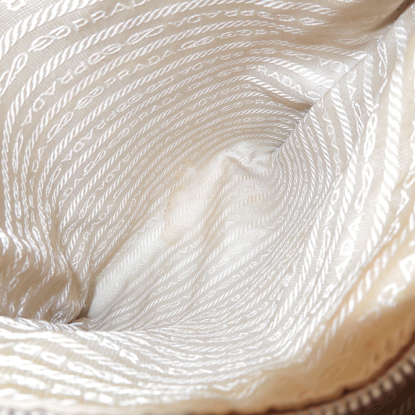 PRADA Triangle Logo Leather Tote Bag Shoulder Bag Light Brown