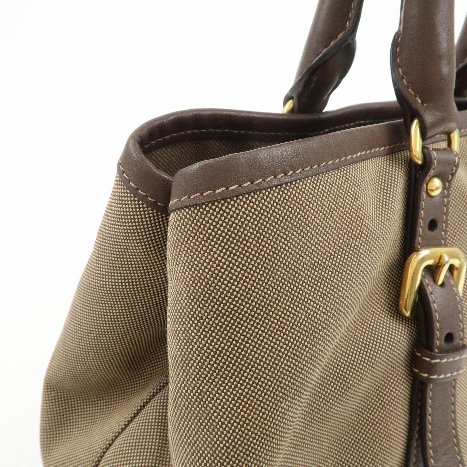 PRADA Jaguard Canvas Leather 2Way Tote Bag Shoulder Bag BN1841