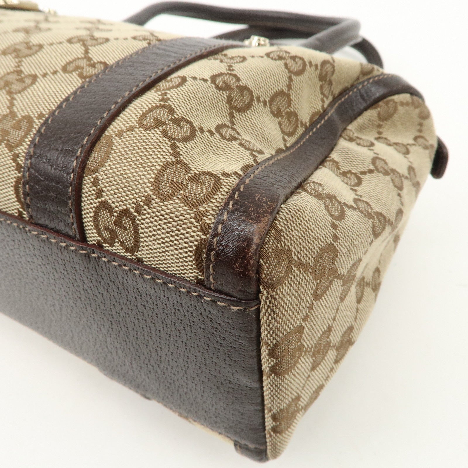 GUCCI Abbey GG Canvas Leather Mini Boston Bag Beige Brown 130942 Used