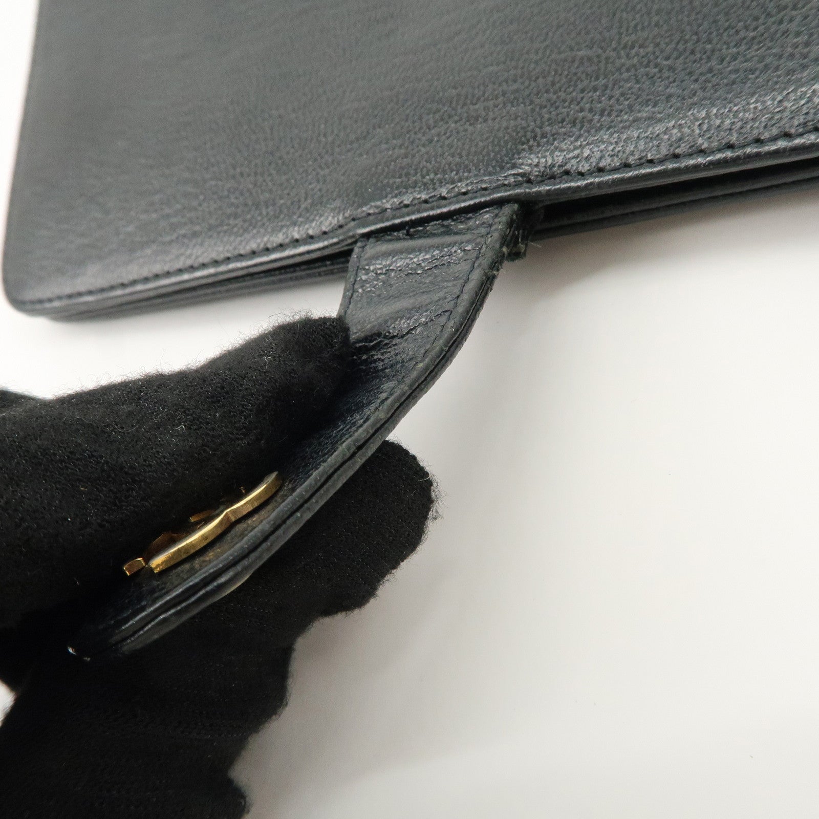 CHANEL COCO Mark Leather Planner Cover Black Gold Hardware Used