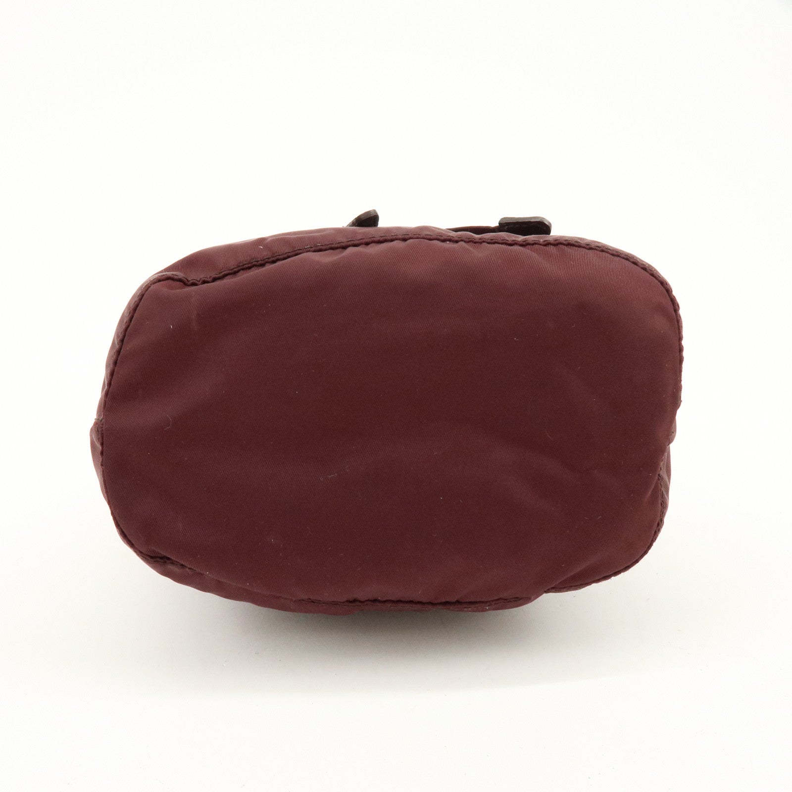 PRADA Triangle Logo Nylon Saffiano Leather Drawstring Pouch Bag