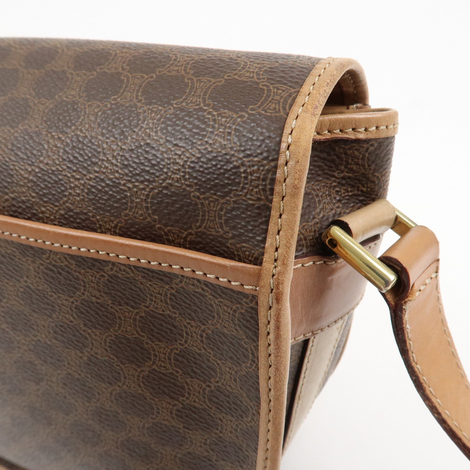 CELINE Macadam PVC Leather Shoulder Bag Crossbody Bag Brown