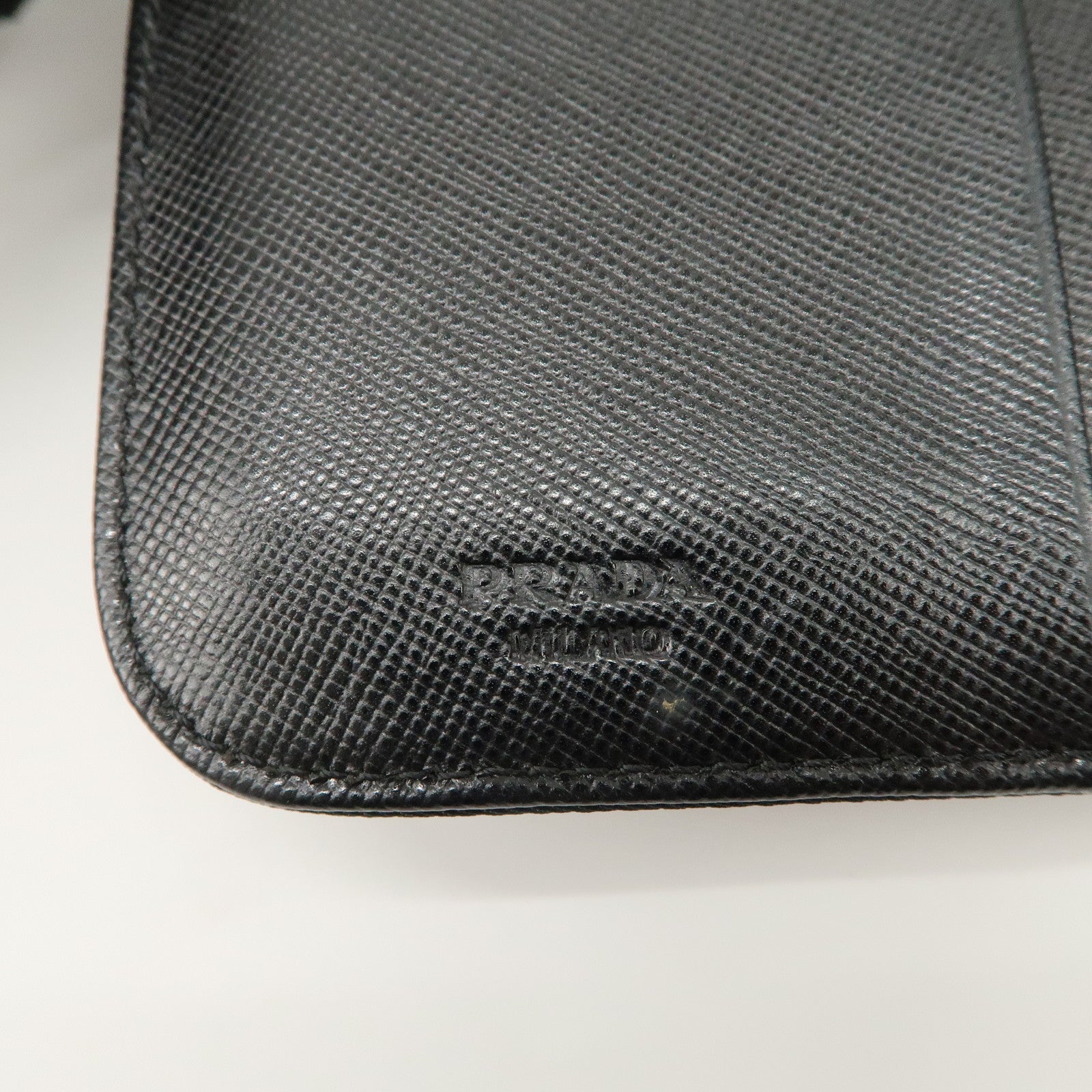 PRADA Tessuto Nylon Bi-fold Round Zippy Compact Wallet Black M605