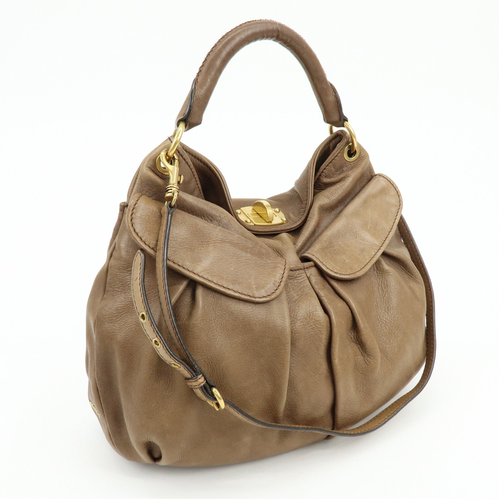 MIU MIU Leather 2Way Bag Hand Bag Shoulder Bag RR1591