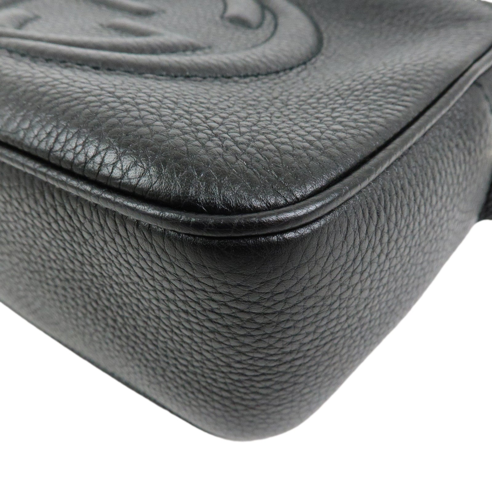 GUCCI SOHO Interlocking G Leahter Small Disco Bag Black 308364