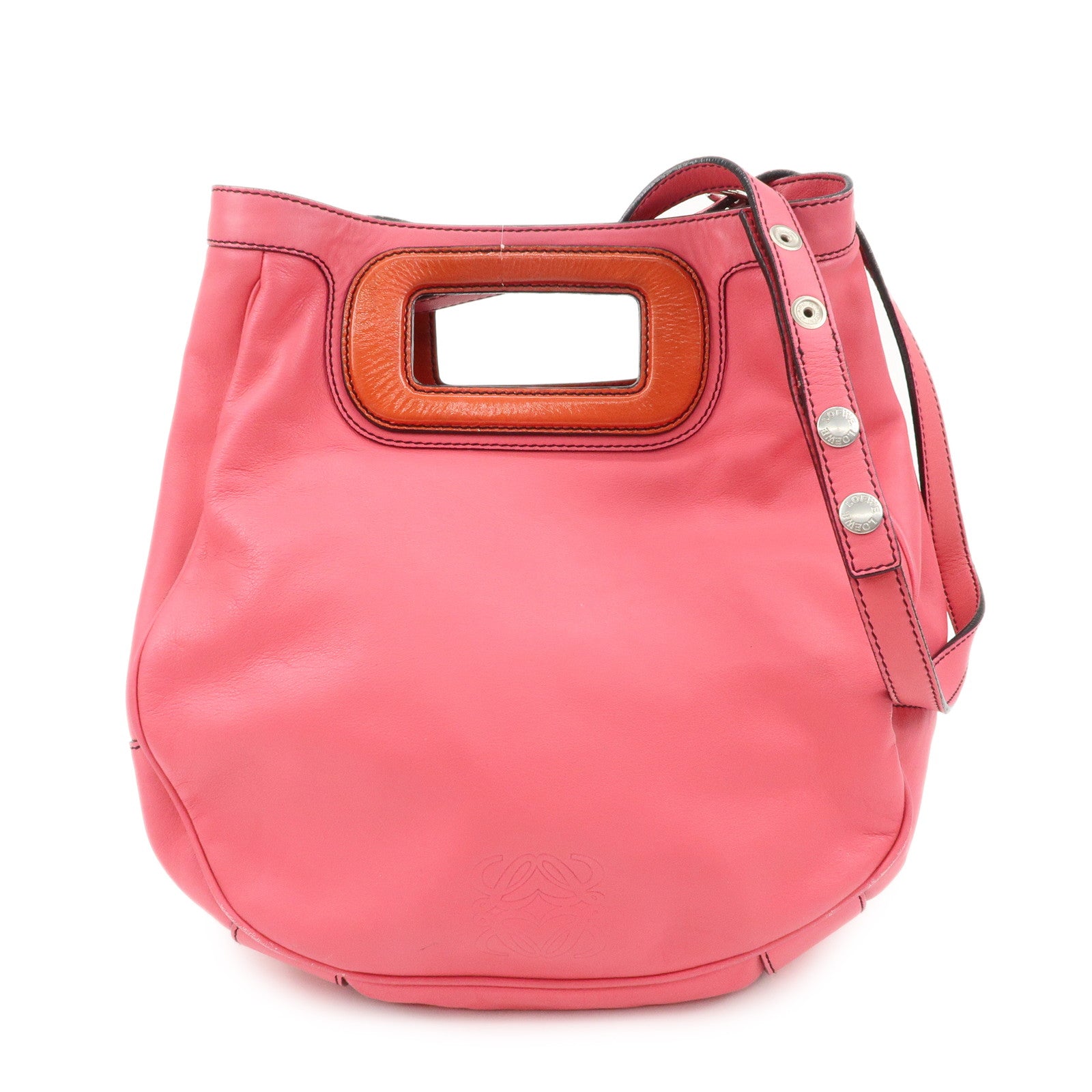 LOEWE Anagram Leather Shoulder Bag Hand Bag Pink