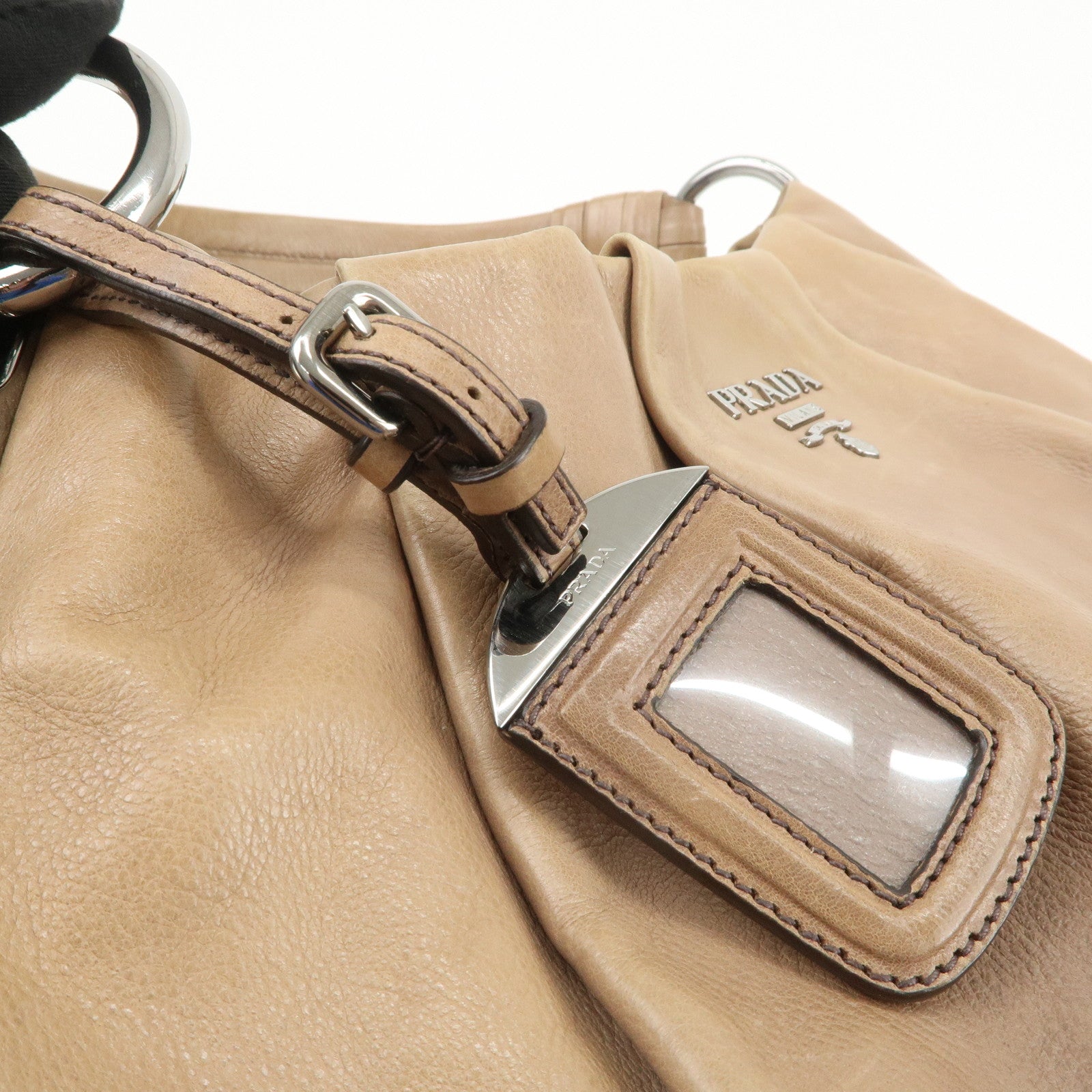 PRADA Leather Gradation Shoulder Bag Brown BR4070