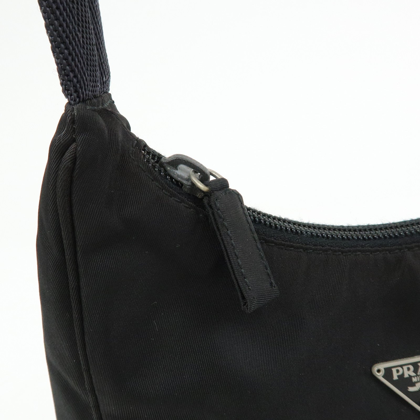 PRADA Triangle Logo Nylon Mini Hand Bag Shoulder Bag Black