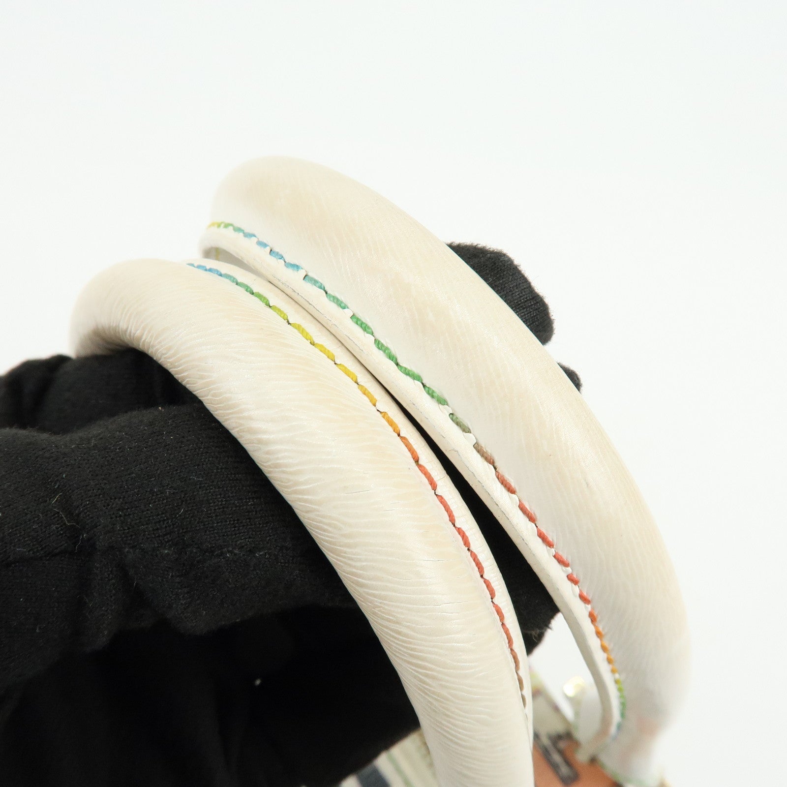 FENDI Zucca PVC Canvas Leather Boston Bag White Multicolor 8BL068