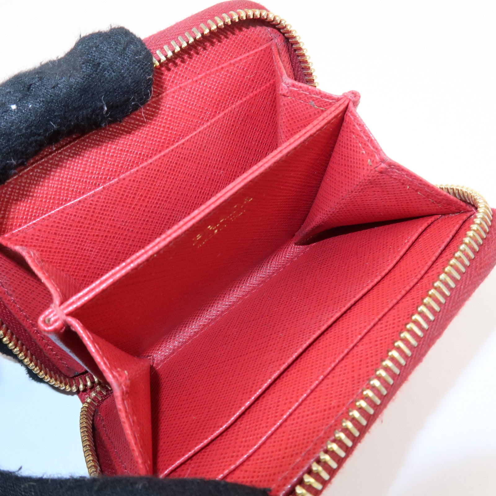 PRADA Triangle Logo Round Zippy Coin Case Red 1MO268 Used