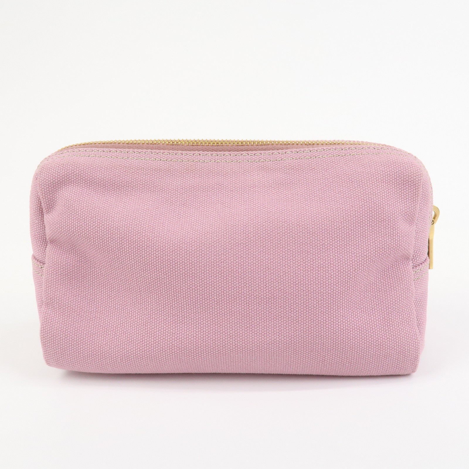 PRADA Logo Canapa Canvas Cosmetic Pouch Makeup Bag Pink 1NA693