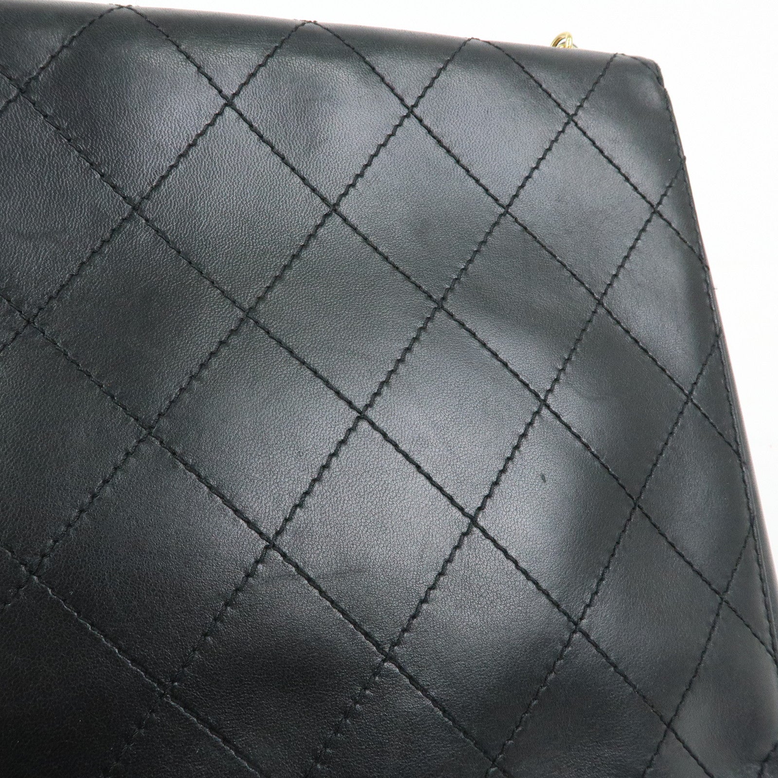 CHANEL Matelasse Lamb Skin Chain Shoulder Bag Black Gold