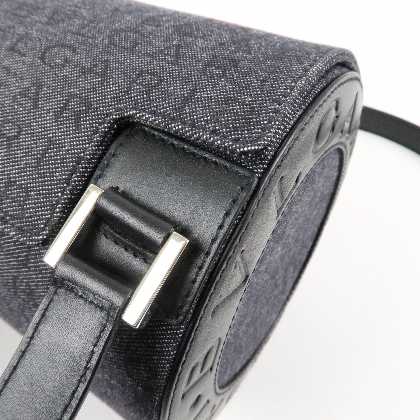 BVLGARI B-zero1 Drum Canvas Shoulder Bag Black Navy Used Used