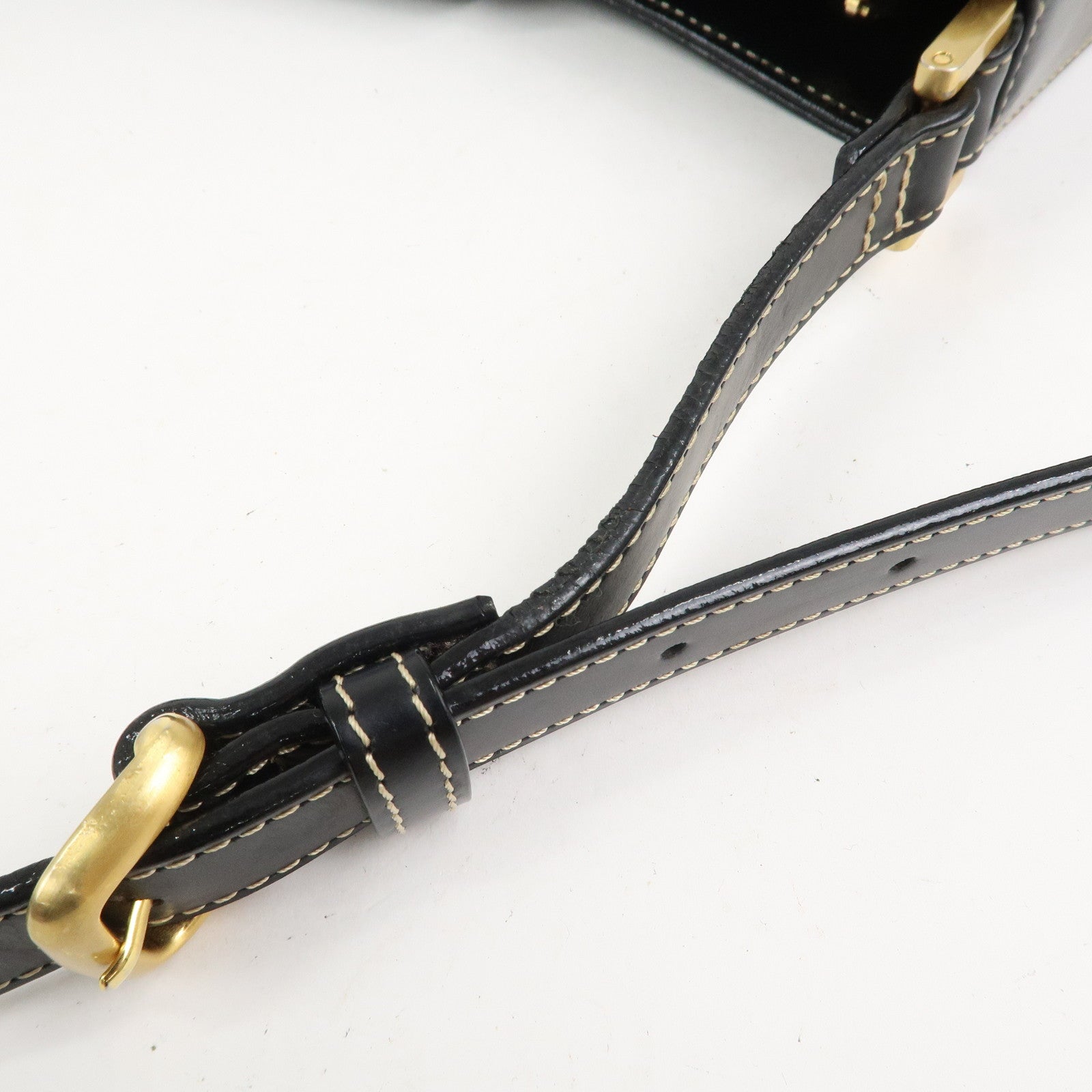 BURBERRY Leather Shoulder Bag Hand Bag Black Gold HDW