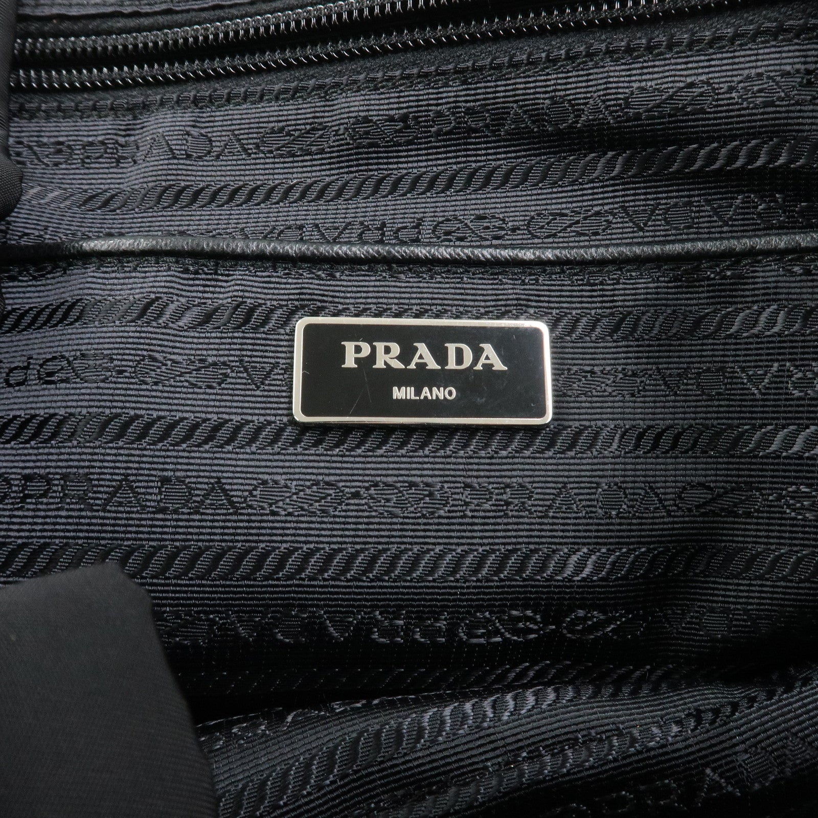PRADA Triangle Logo Leather Nylon Backpack Rucksack Black B6677