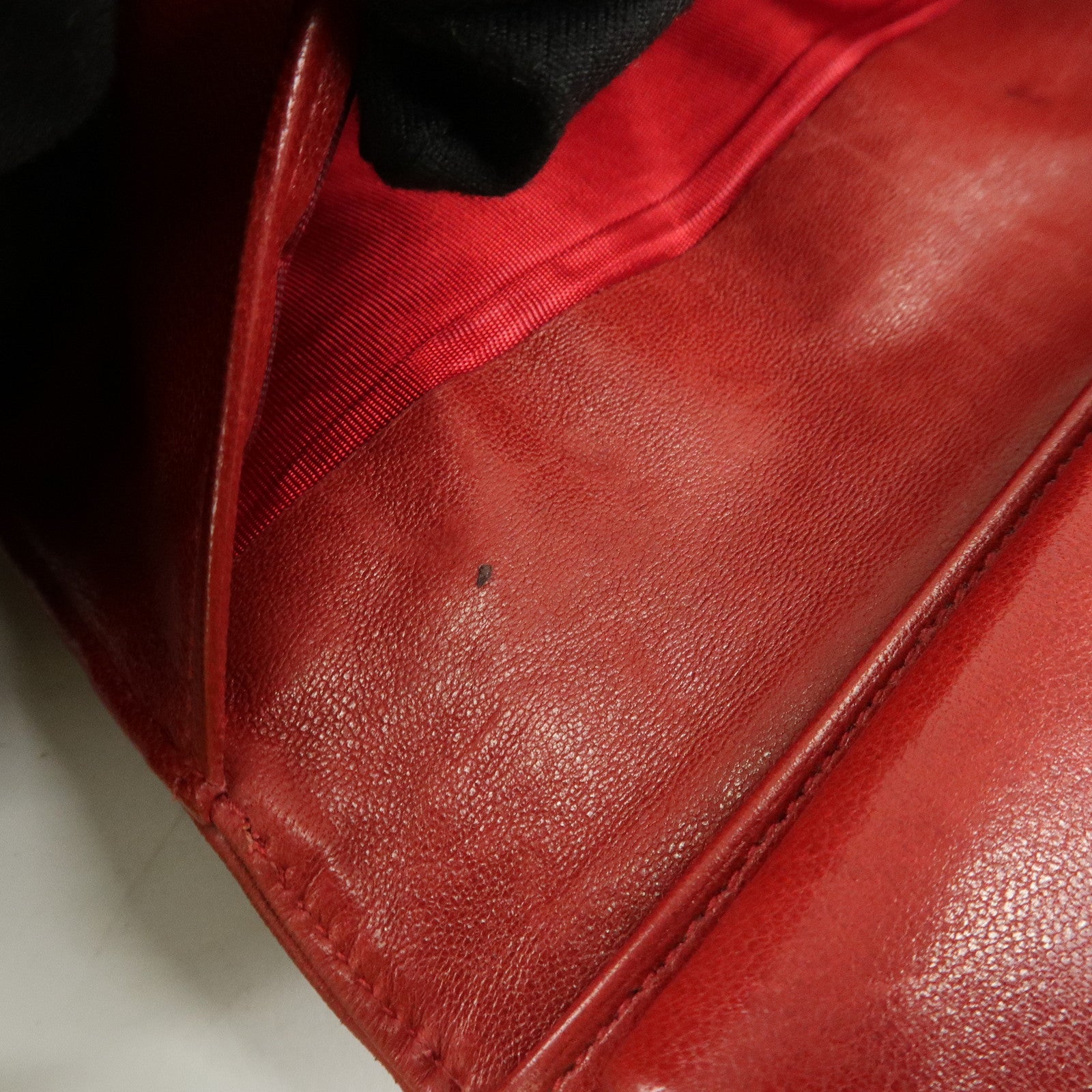 CHANEL COCO Mark Caviarskin Bi-fold Wallet Red A01429 Used