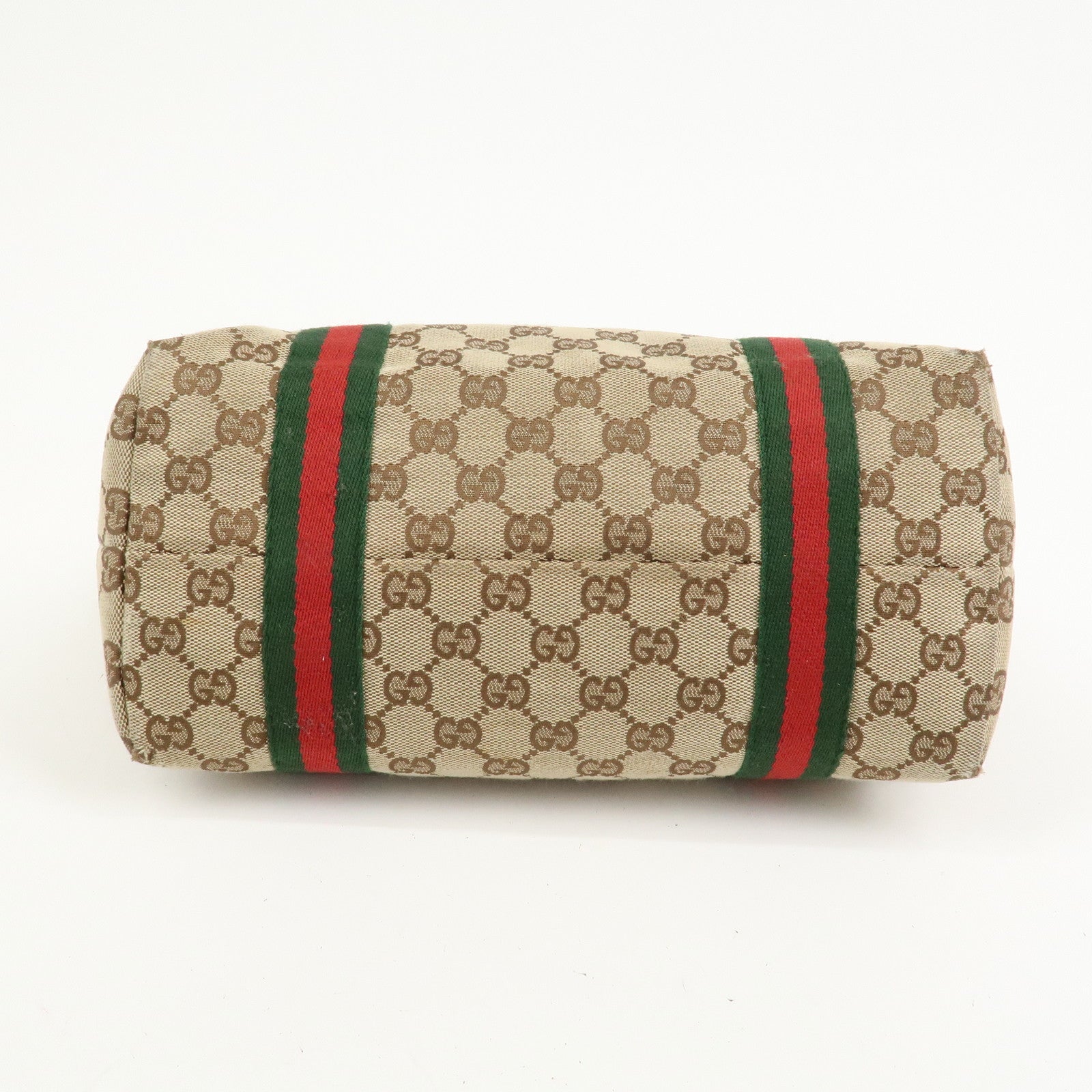 GUCCI Sherry GG Canvas Leather Tote Bag Hand Bag Brown 137396