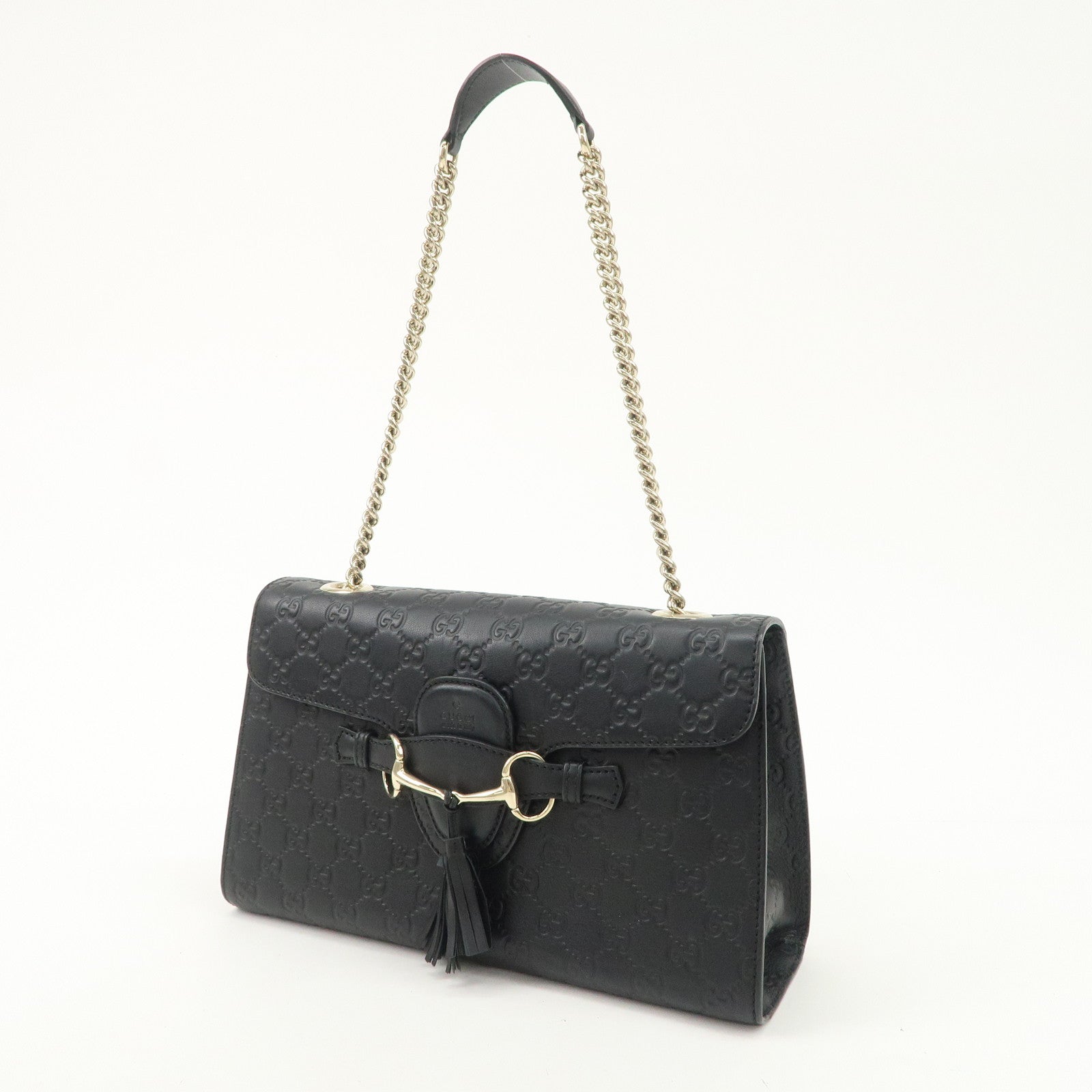 GUCCI Horsebit Guccissima Emily Leather Chain Shoulder Bag 295402 Used