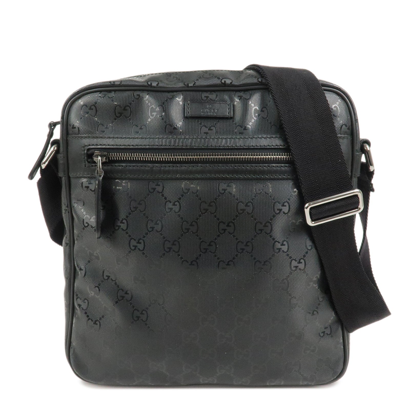 GUCCI GG Imprime Monogram PVC Shoulder Bag Cross Body Bag Black 201448