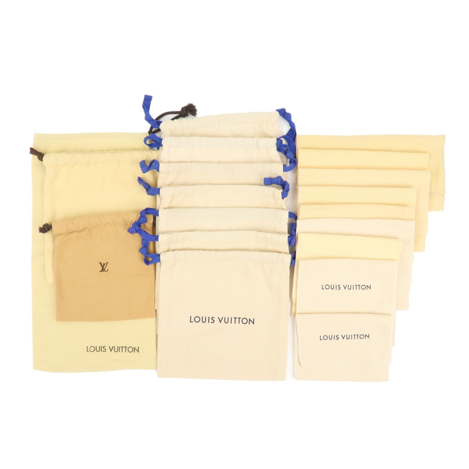 Louis Vuitton Set of 19 Dust Bag Storage Bag Flap Drawstring Beige