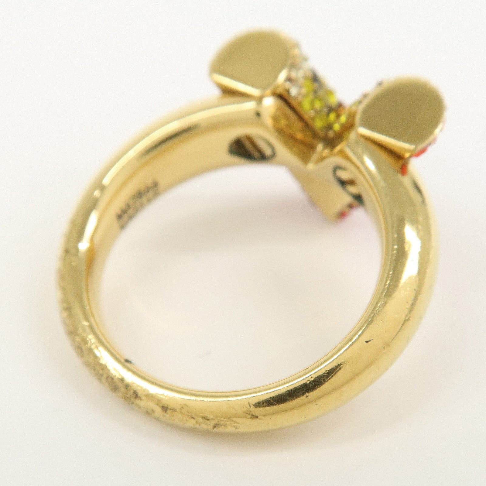 Louis Vuitton Essential V Ring Rhinestone Gold Red M62866