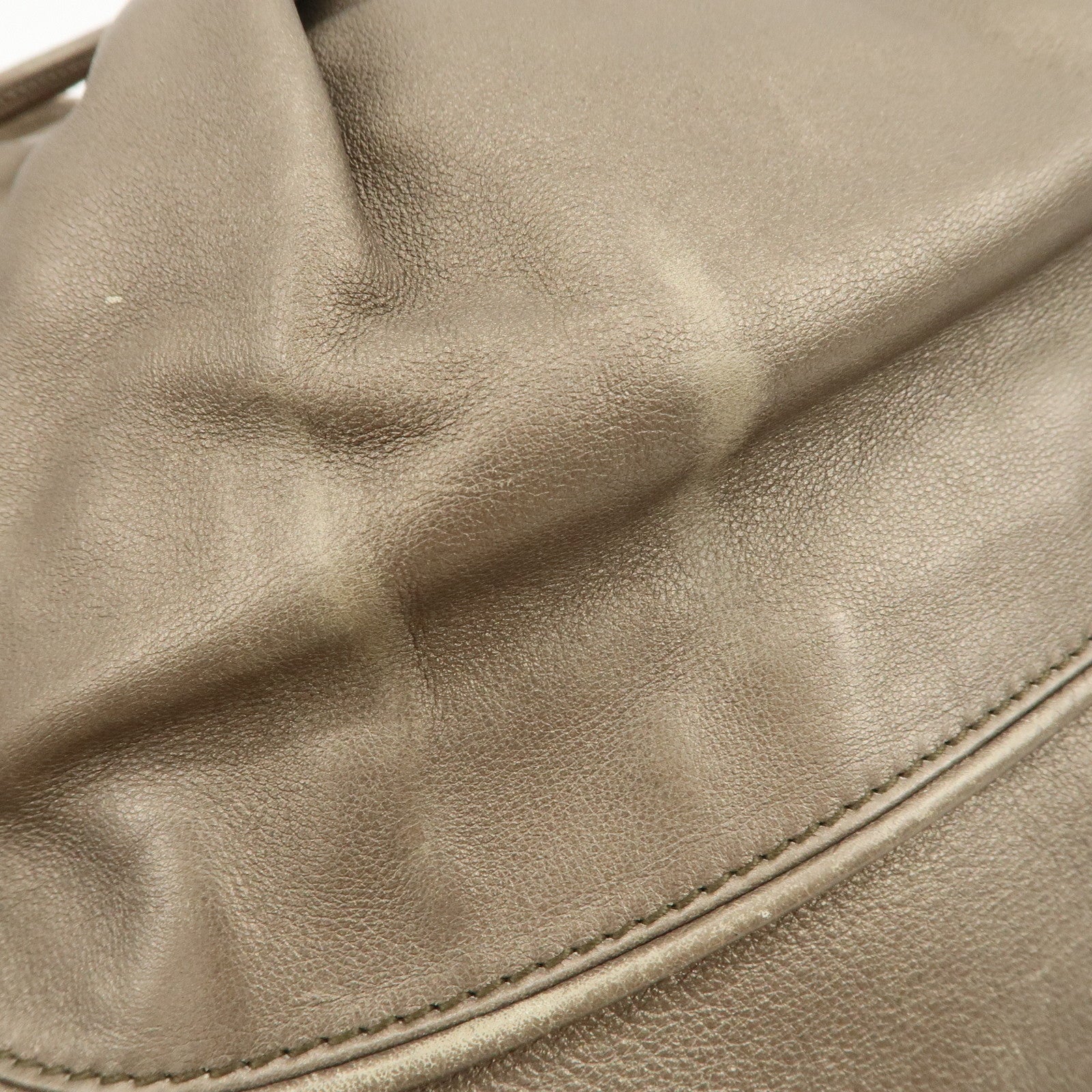 BVLGARI Logo Leather Hand Bag Shoulder Bag Bronze