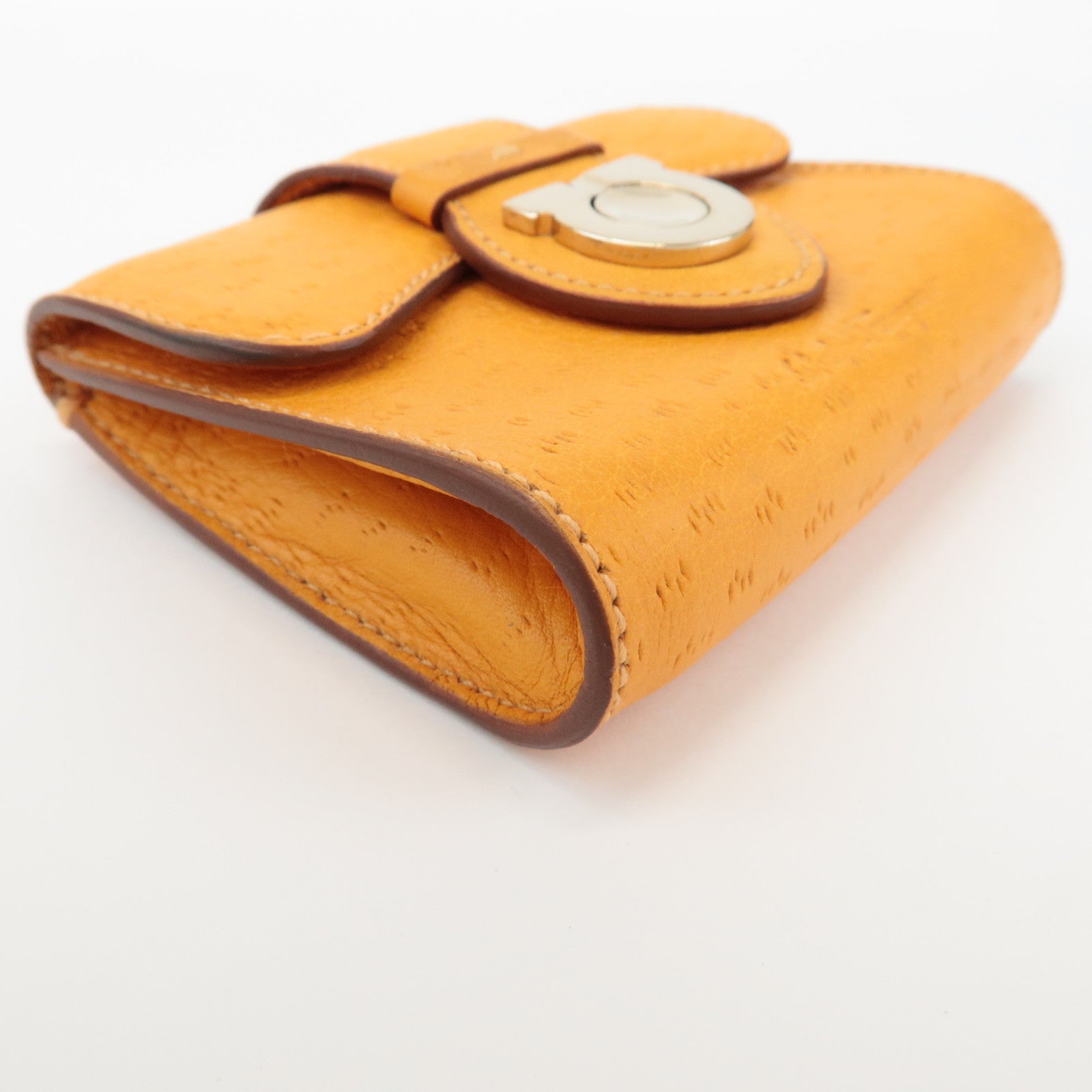 Ferragamo Gancini Leather Coin Case Coin Purse Key Case Orange
