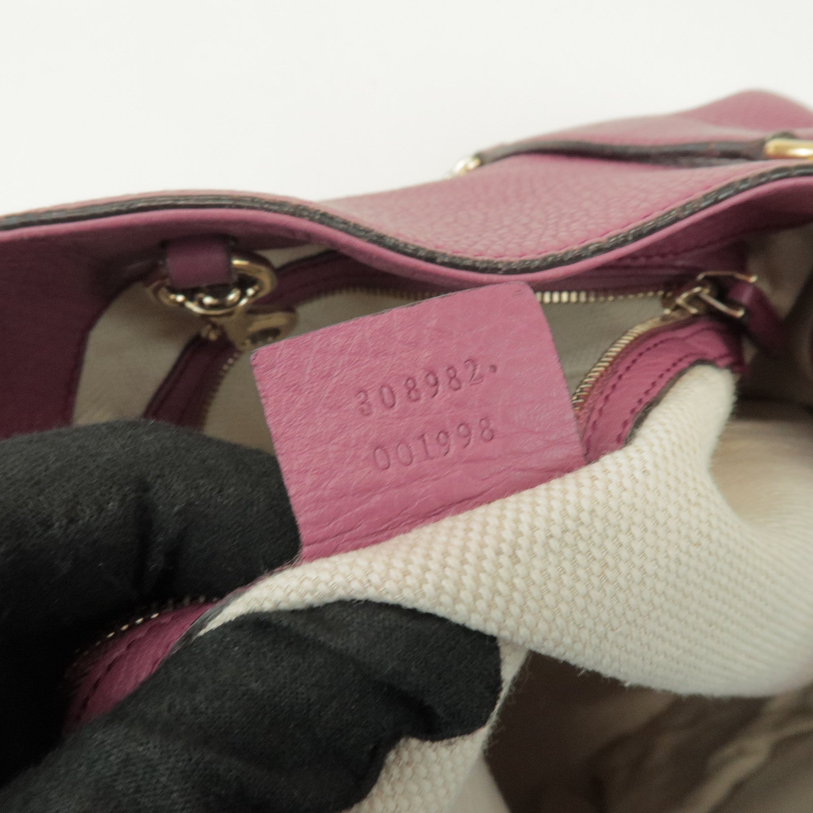 GUCCI SOHO Interlocking G Leather Chain Shoulder Bag Pink 308982