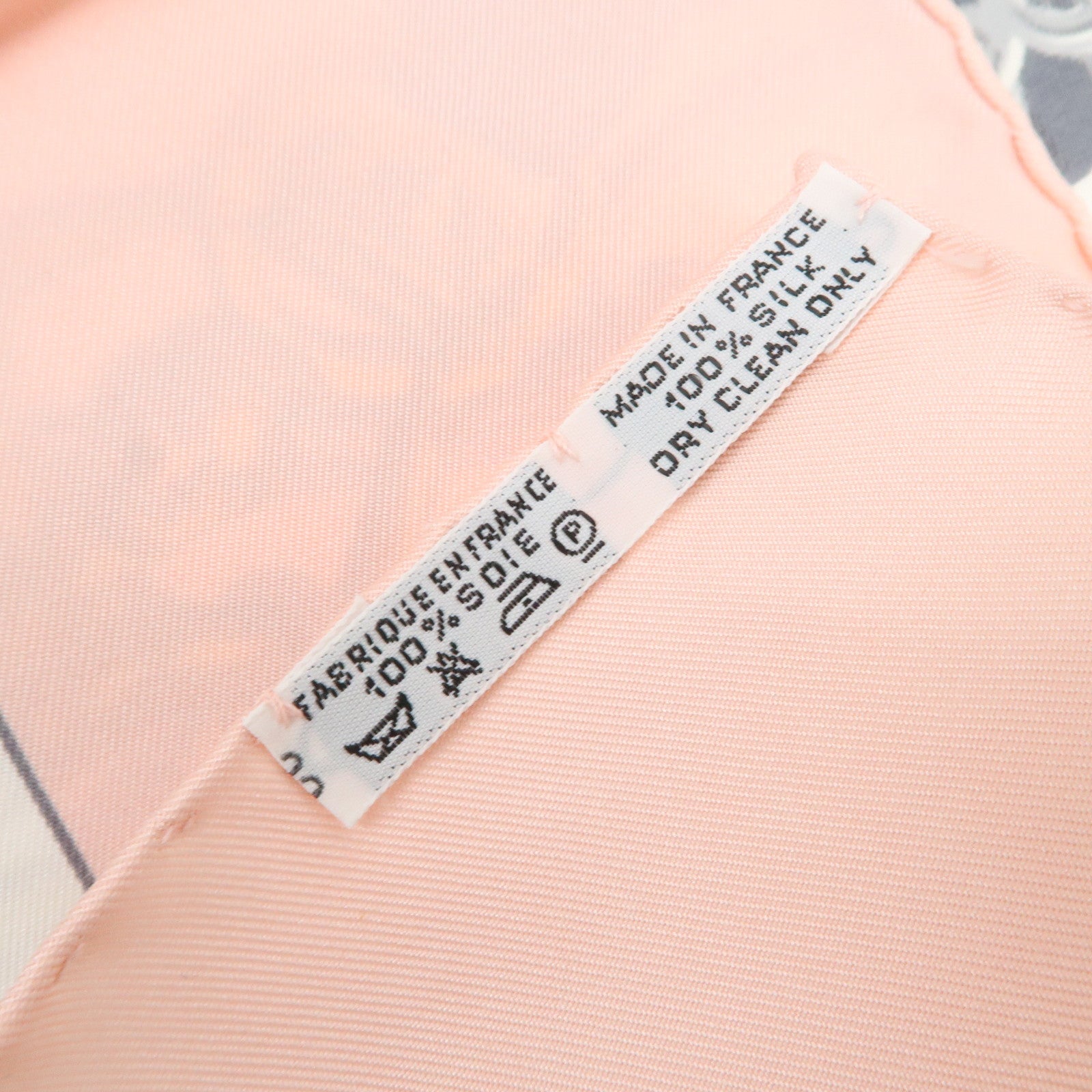 HERMES Carre 90 Silk 100% RIDES DE GALA Scarf Light Pink White