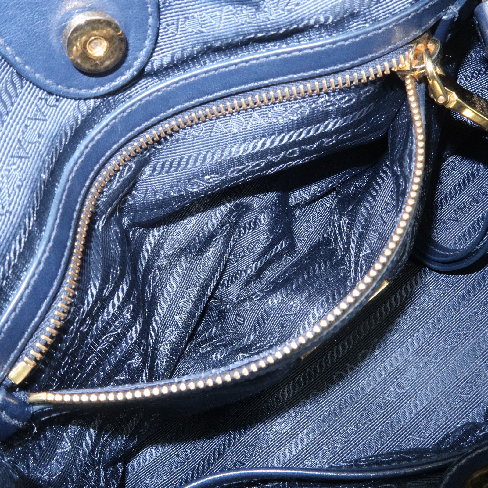 PRADA Logo Nylon 2Way Bag Hand Bag Shoulder Bag Navy 1BA172