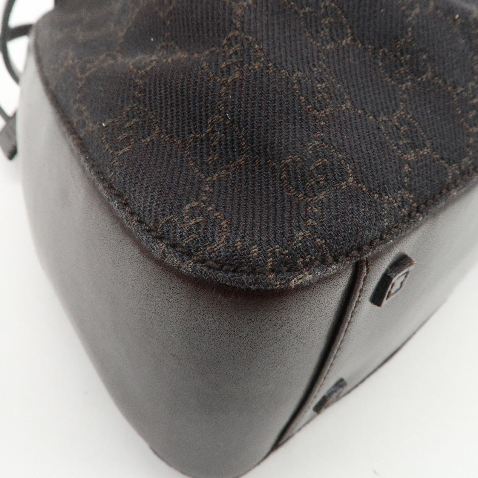GUCCI GG Monogram Canvas Leather Tote Shoulder Bag Brown 101919