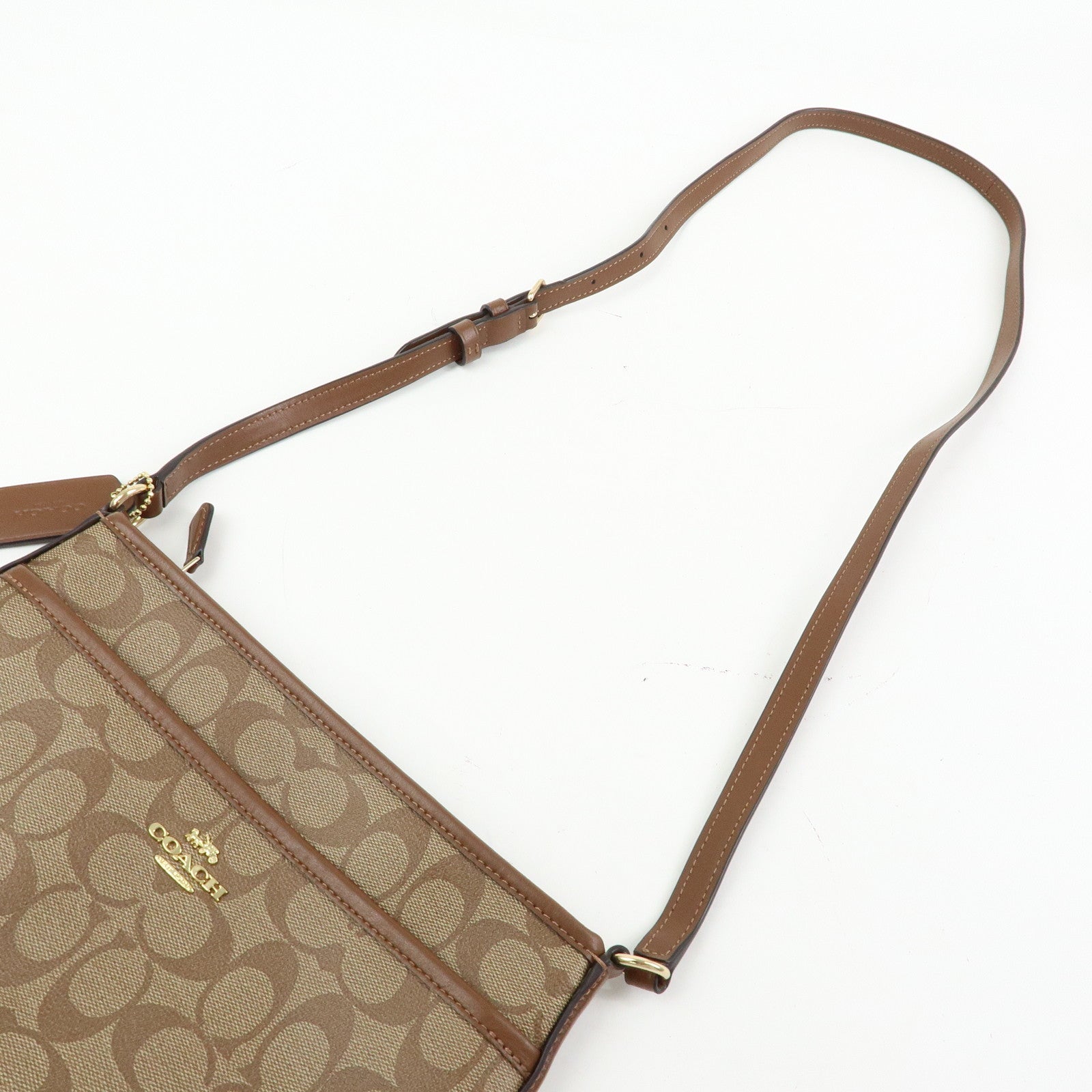 COACH Signature PVC Leather Shoulder Bag Crossbody Bag Brown