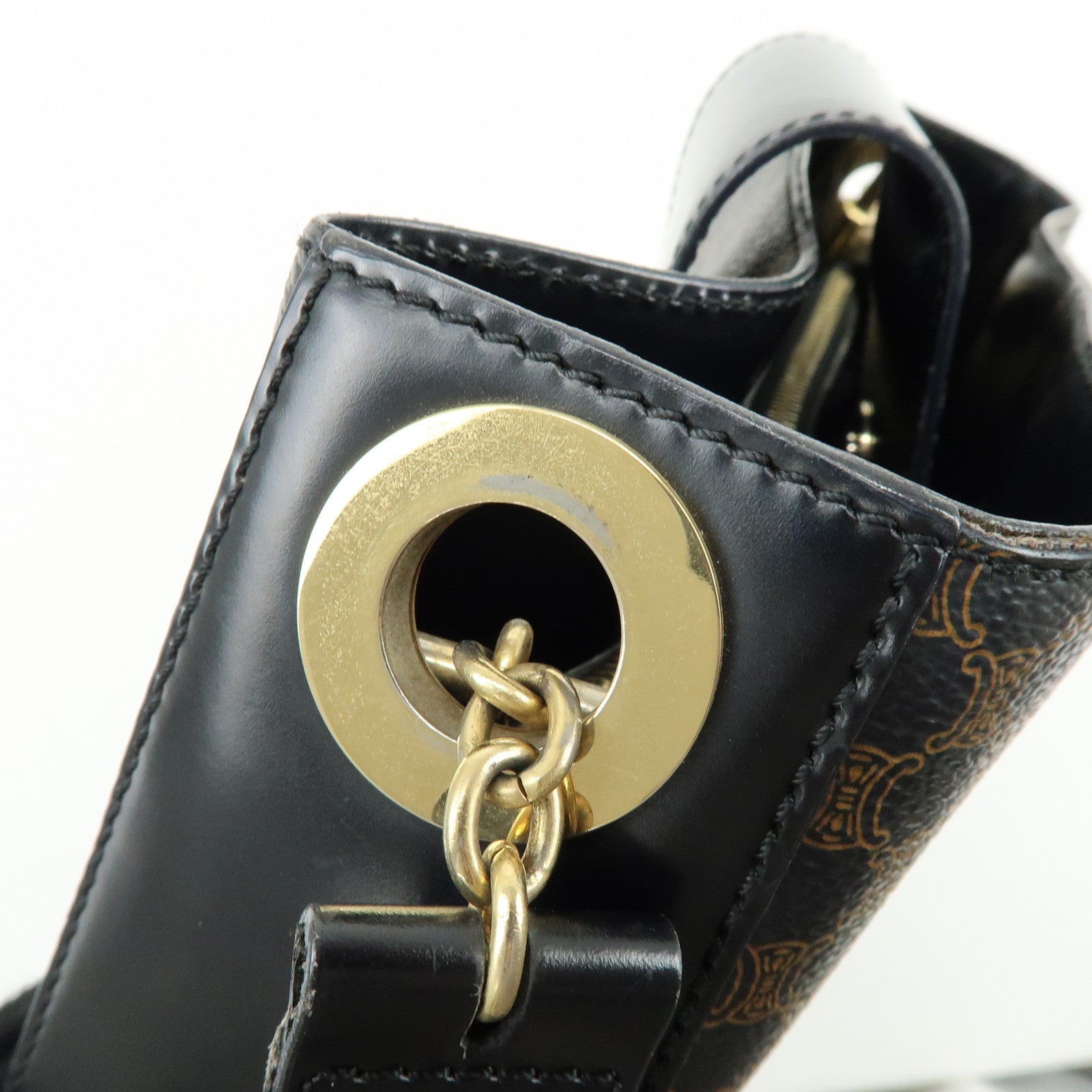 CELINE Macadam PVC Canvas Leather Shoulder Crossbody Bag Black