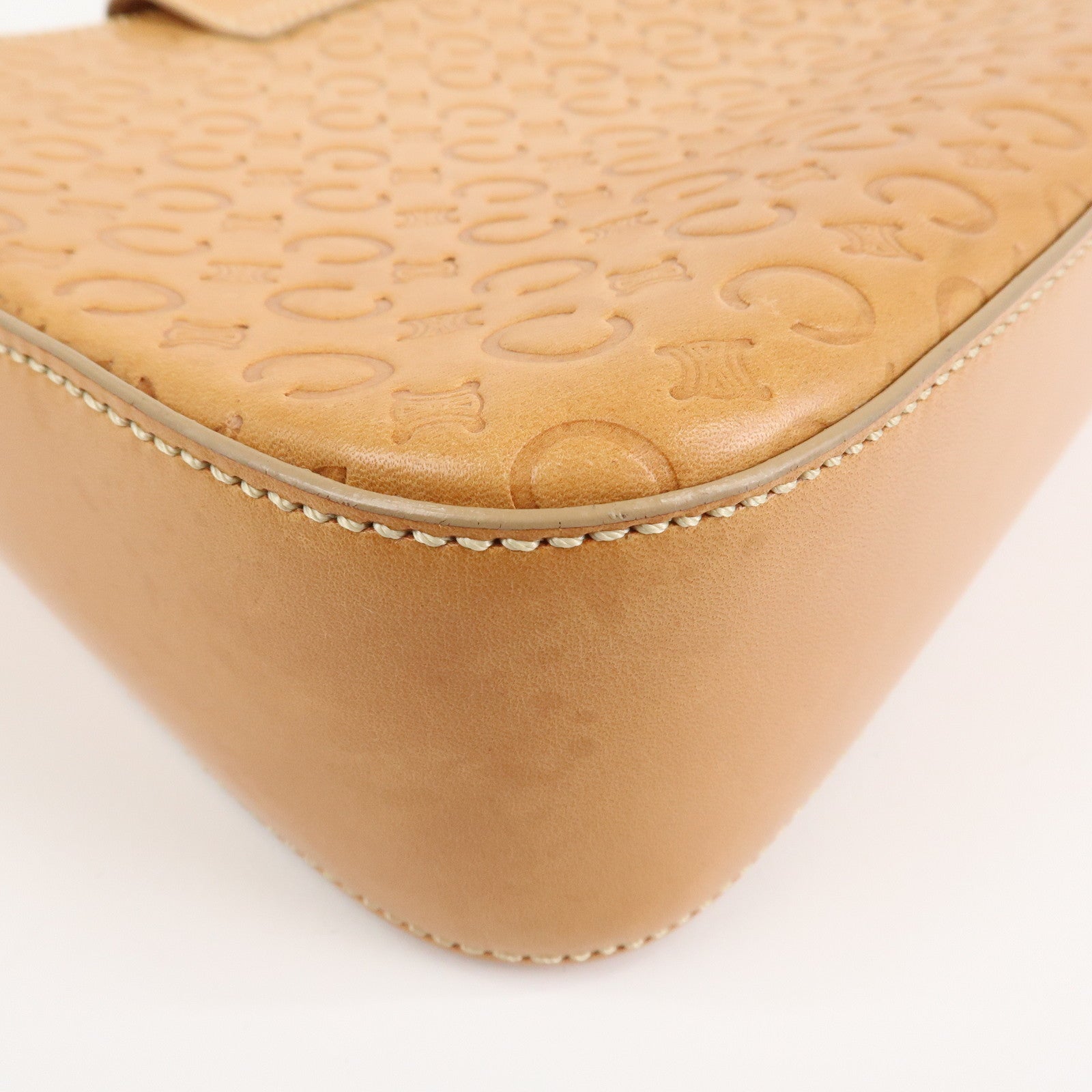 CELINE C Macadam Leather Shouler Bag Hand Bag Beige