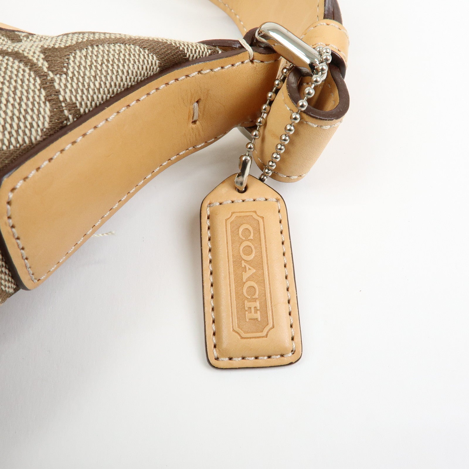 COACH Signature Canvas Leather Shoulder Bag Hand Bag Beige