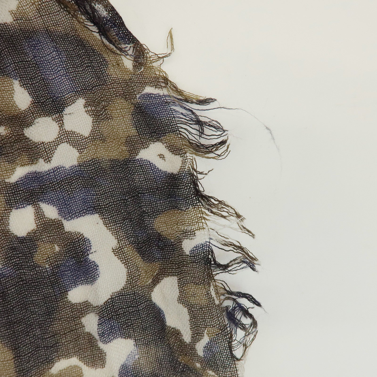 Louis Vuitton Cashmere Silk Scarf Shawl Camouflage Khaki M75136