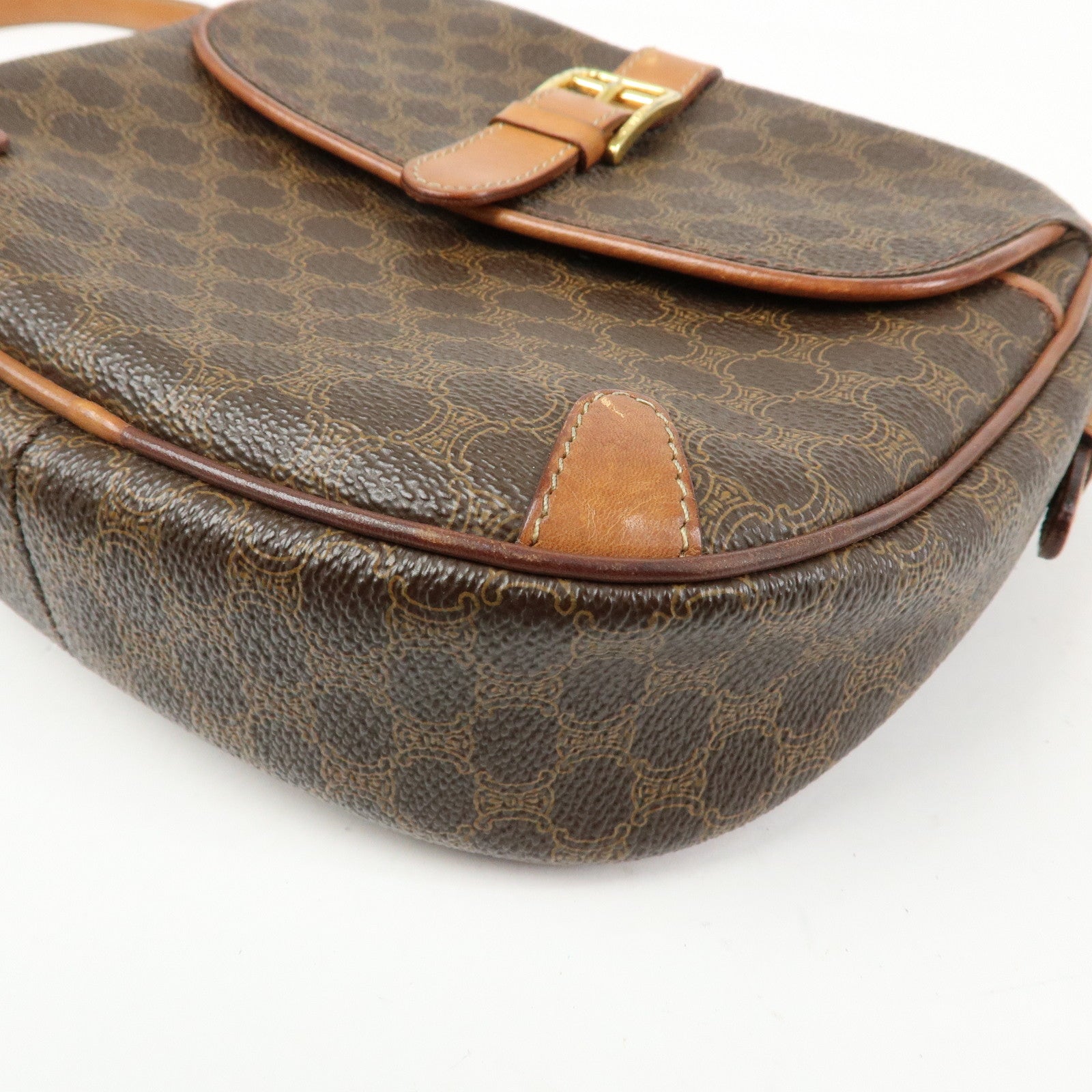 CELINE Macadam PVC Leather Shoulder Bag Crossbody Bag Brown