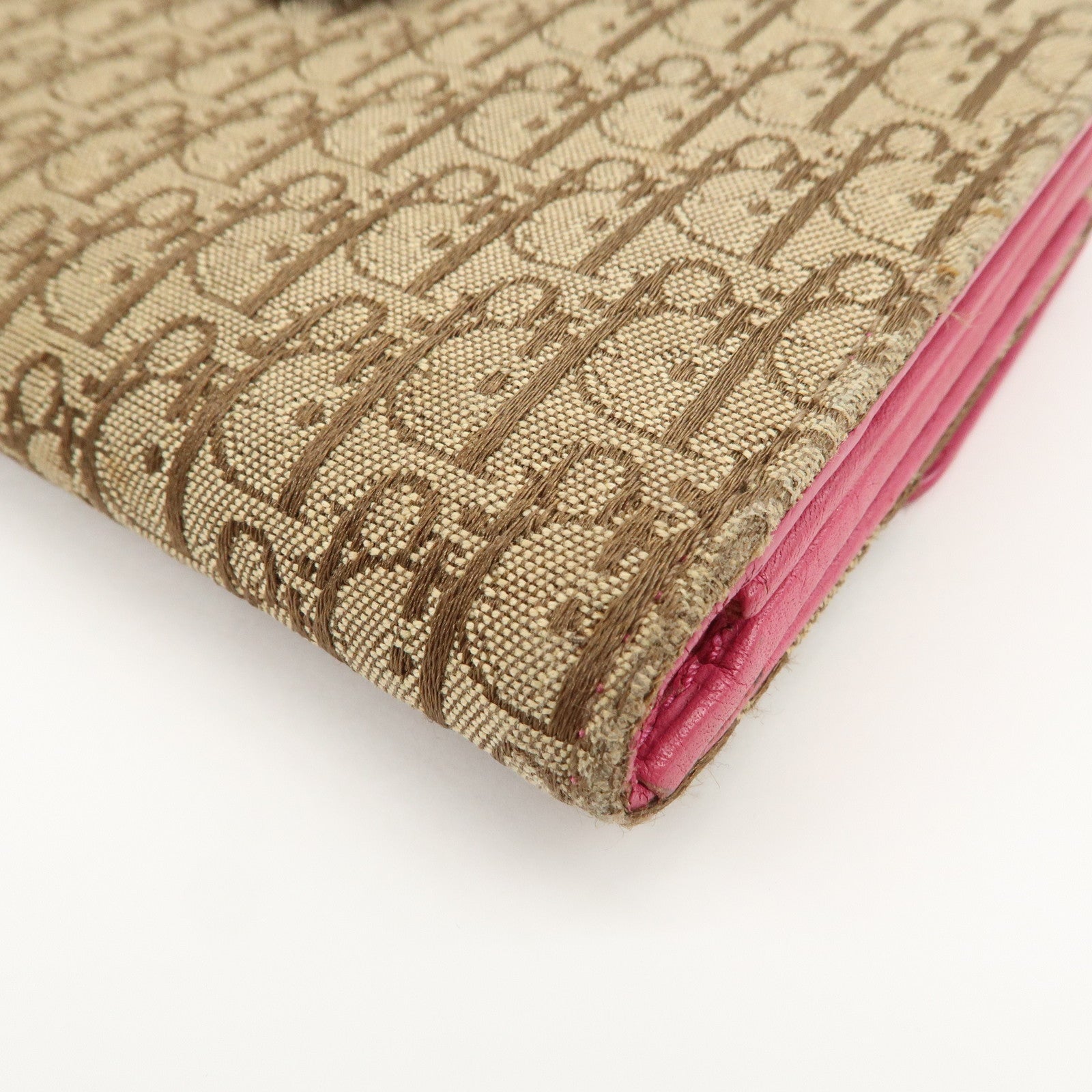 Christian Dior Trotter Street Chic Canvas Leather Long Wallet Pink
