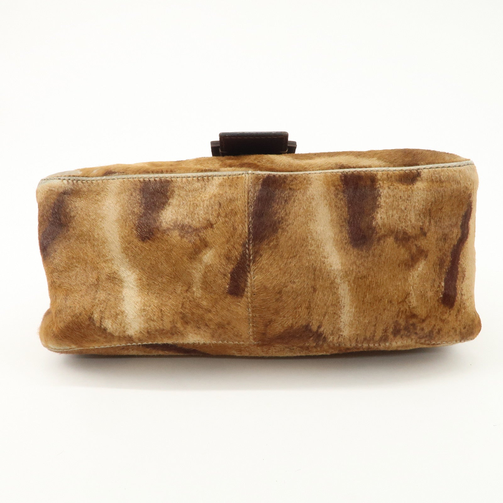 FENDI Mamma Baguette Unborn Carf Leather Shoulder Bag Brown 26323 Used