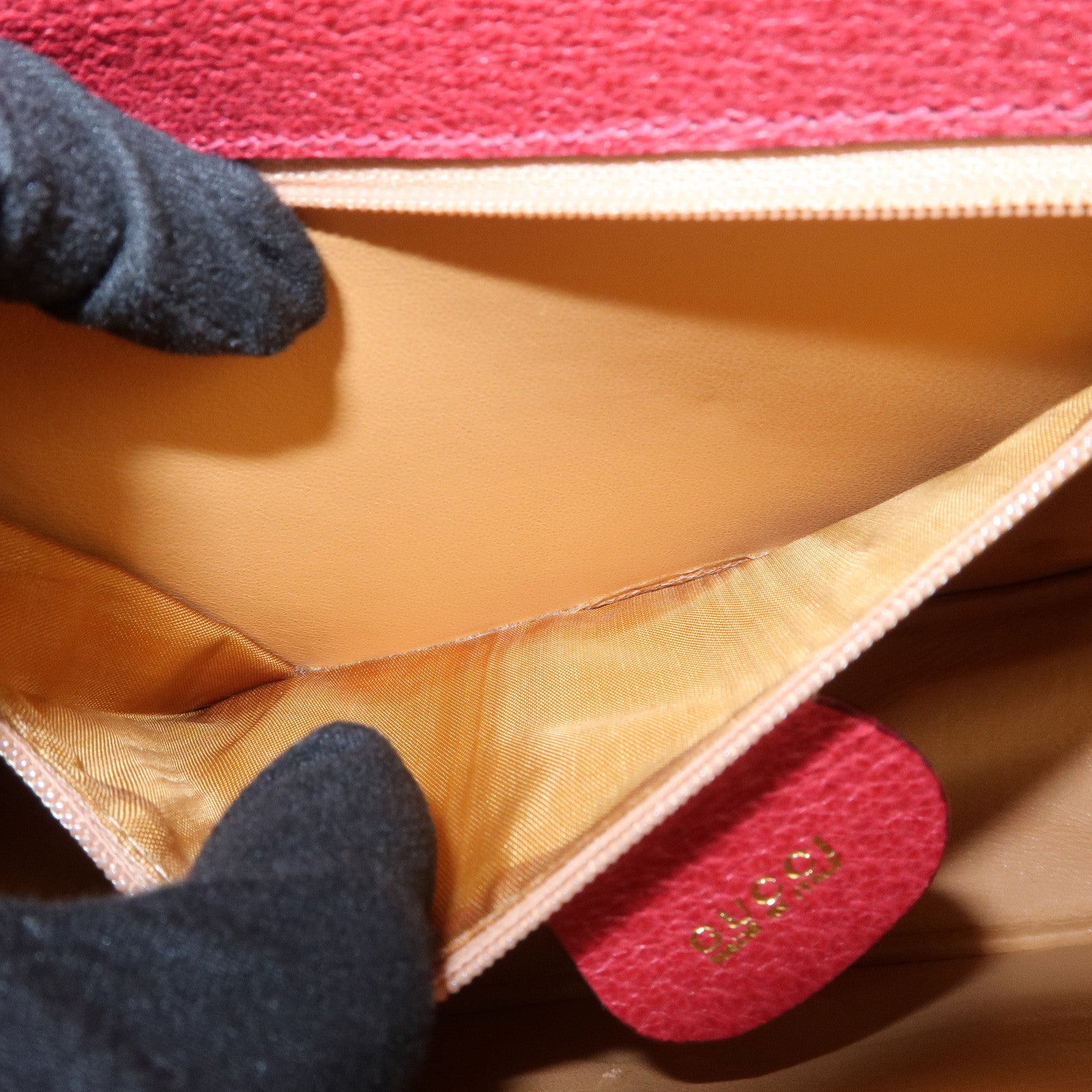 GUCCI Bamboo Leather Shoulder Bag Crossbody Bag Red 001・113・1622