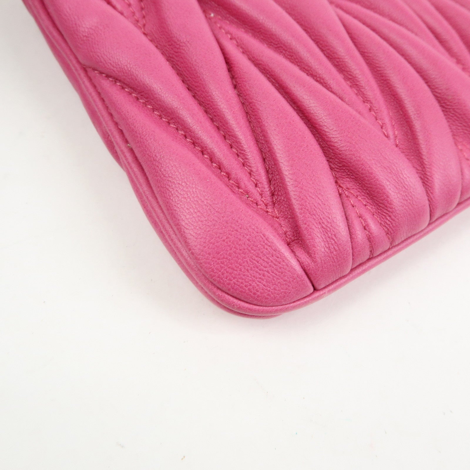 MIU MIU Matelasse Nappa Leather Clutch Bag Pouch Pink 5N1811