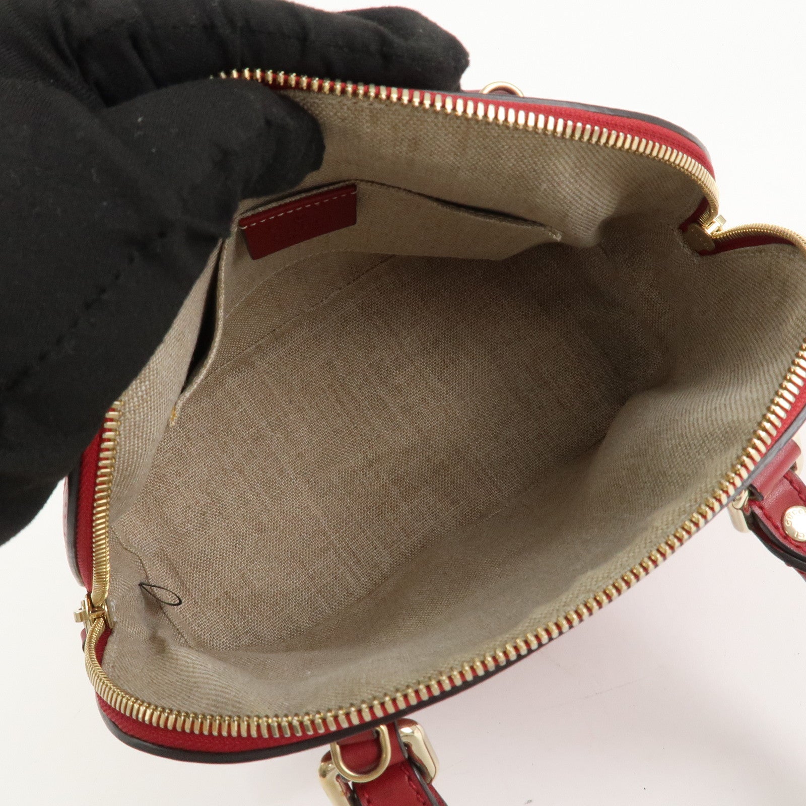 GUCCI Micro Guccissima 2Way Hand Shoulder Bag Castilian Red 449654 Used