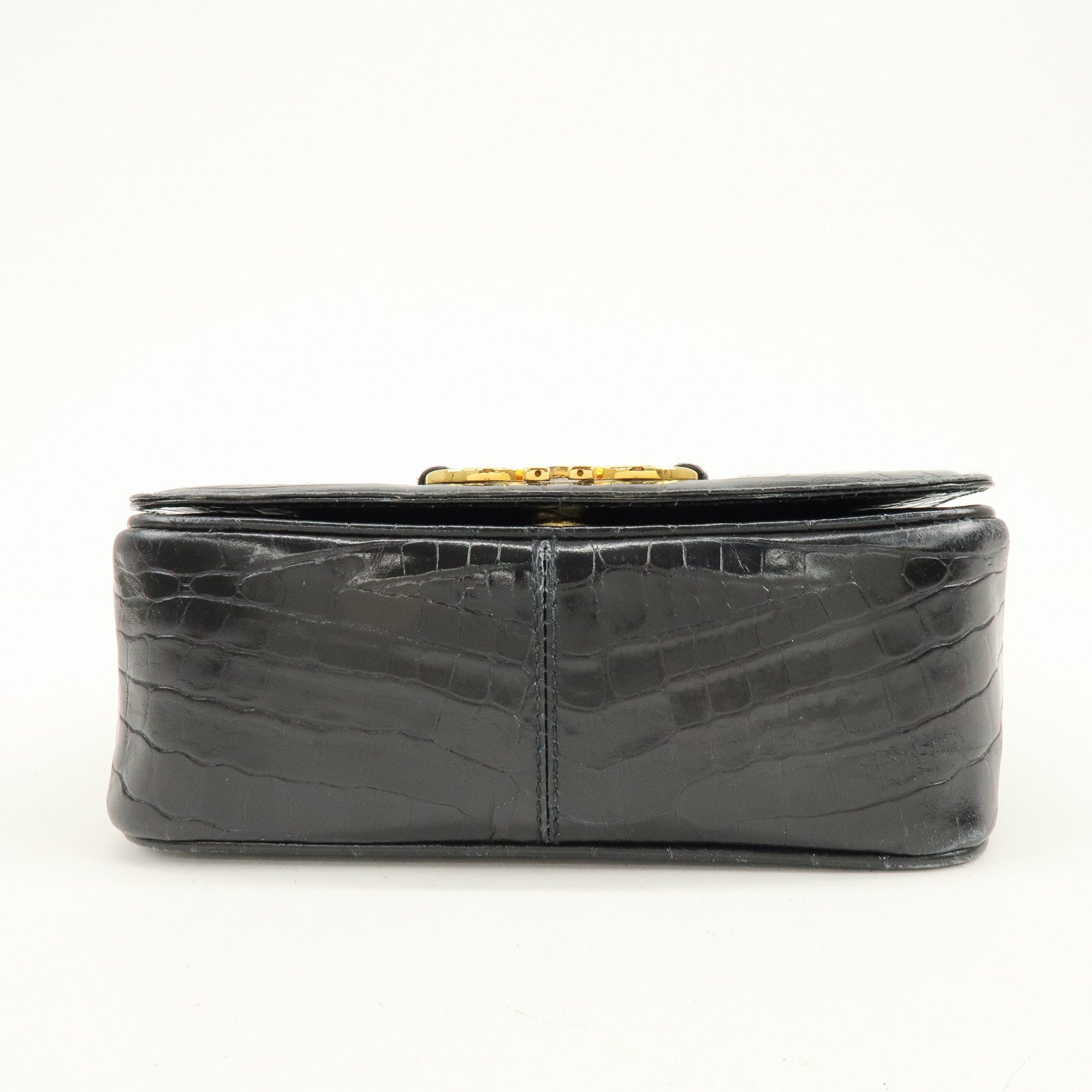 Ferragamo Gancini Embossed Leather Shoulder Bag Crossbody Bag Black