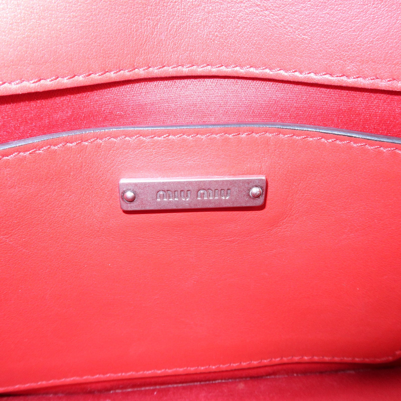 MIU MIU Leather Star Chain Shoulder Bag Crossbody Bag Red